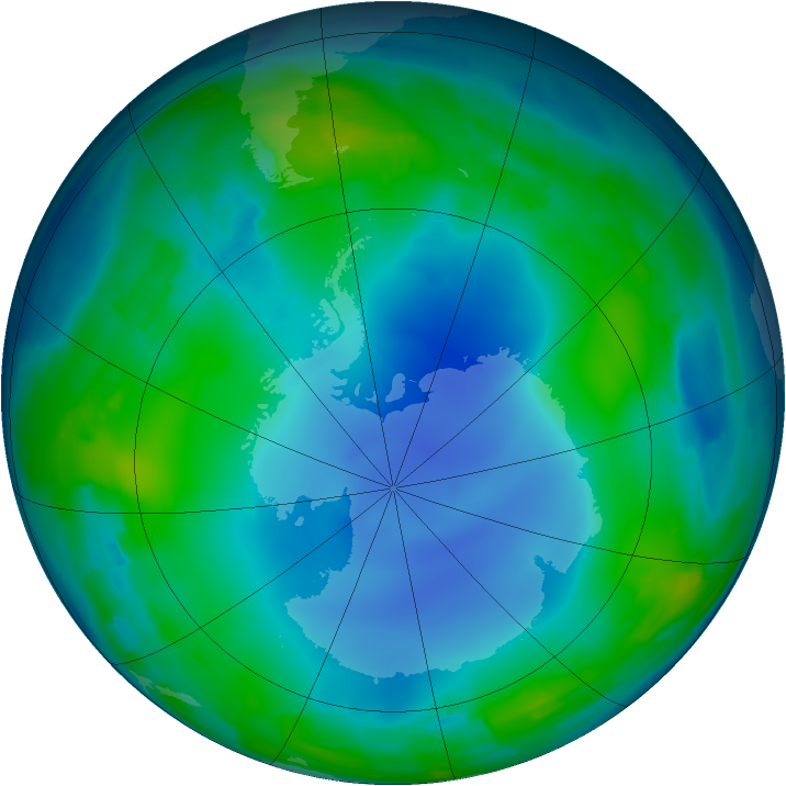 Antarctic ozone map for 18 June 2013